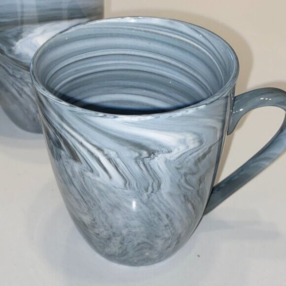 Set of 4 Gray and White Marbleized Ceramic Mugs Gelato Black Series from Stokes - Picture 2 of 4